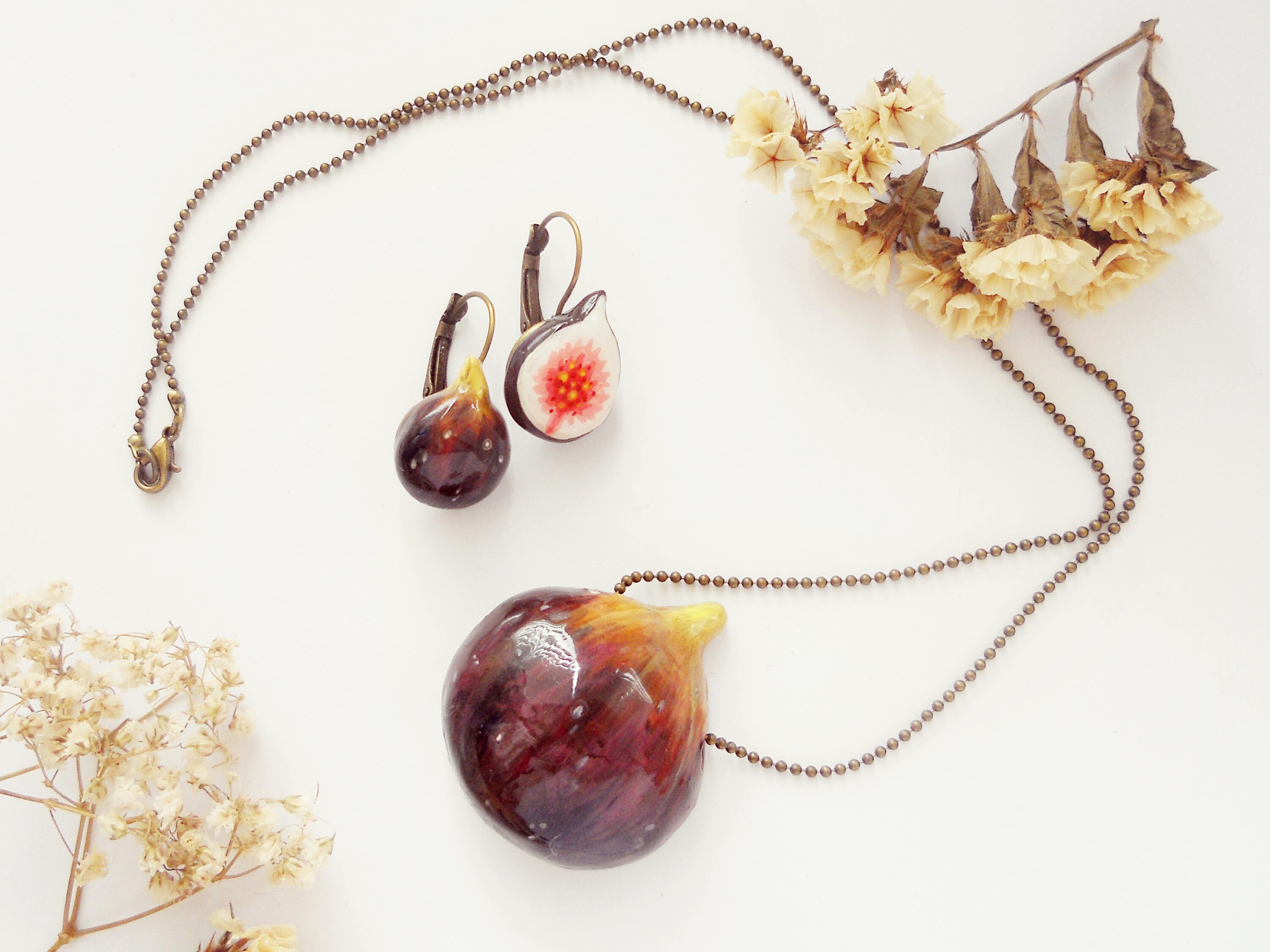 Fruit Jewelry Food jewelry Fig Jewelry figs set figs | Etsy
