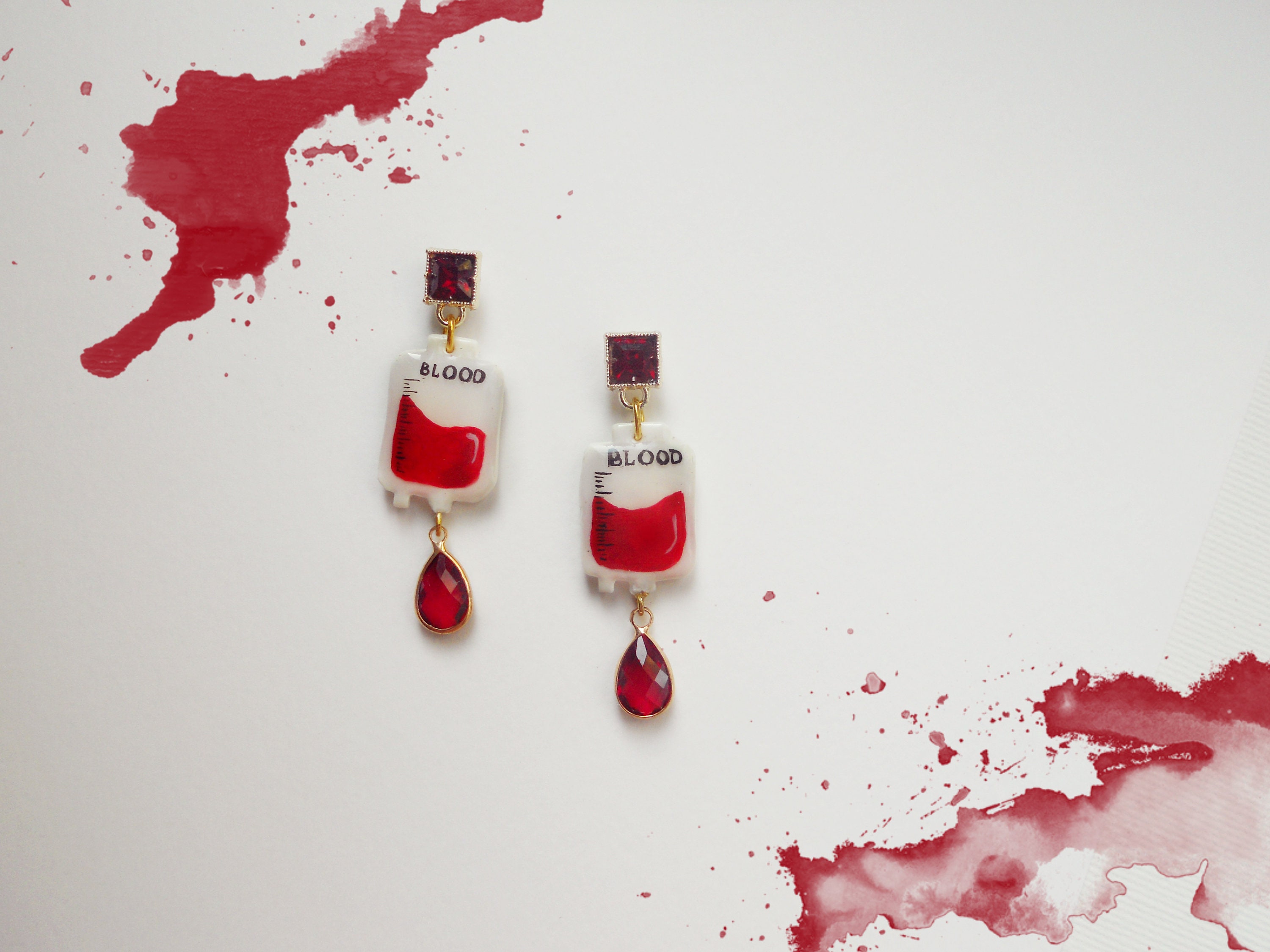 Blood Red Earrings Blood Drop Vampire Earrings Halloween Etsy