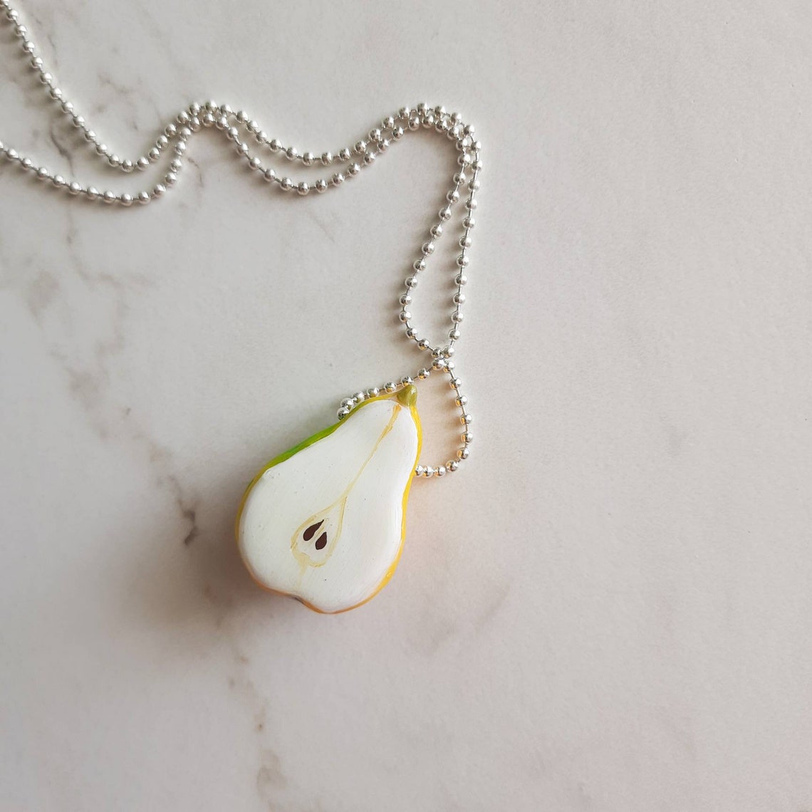Pear Pendant Fruit Necklace Fruit Jewelry Fall Gift Etsy