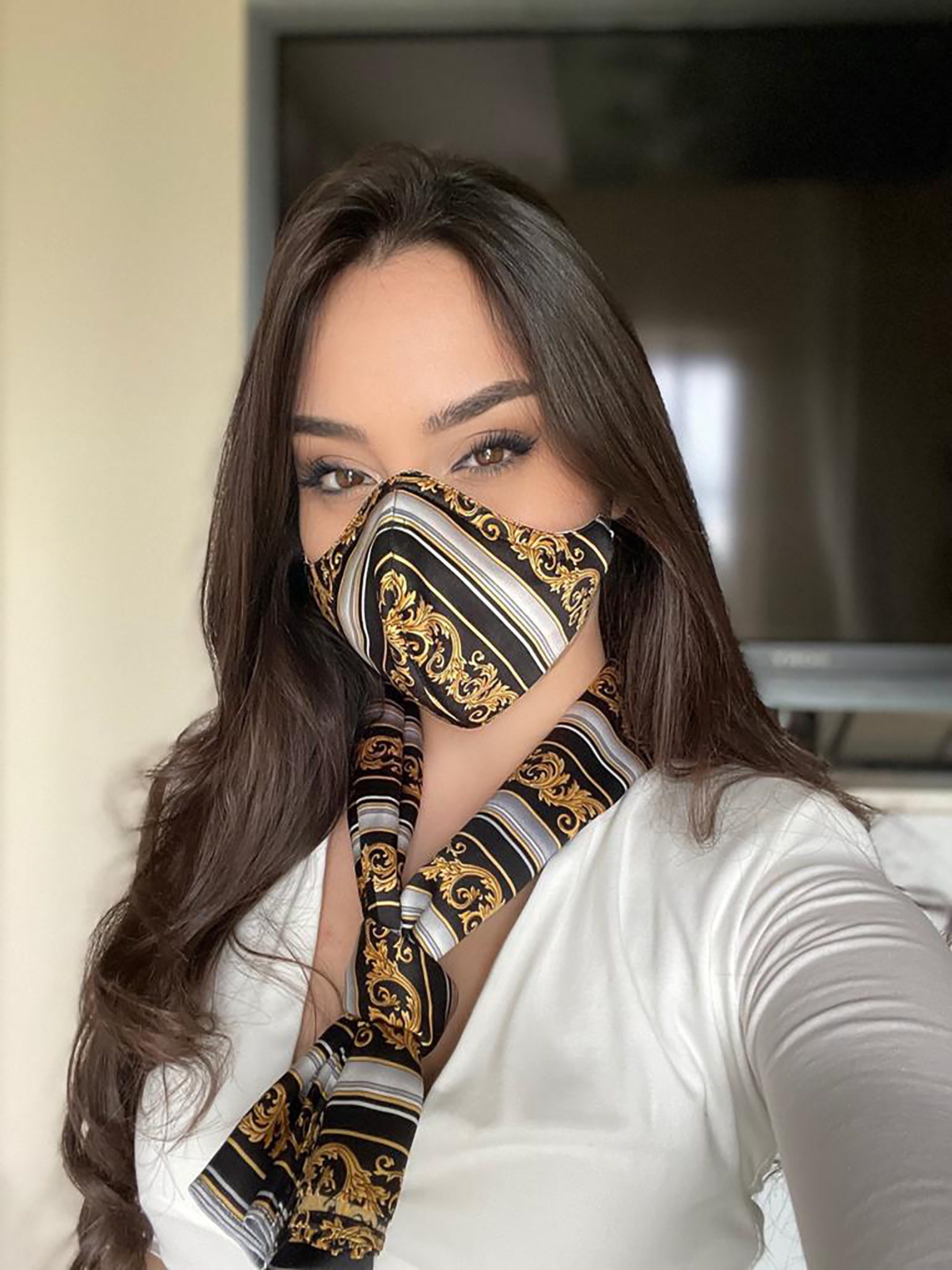 Mask with silk scarf Etsy