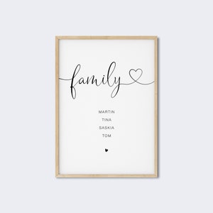 Poster Family personalisiert mit Namen für Familien Geschenk für Hochzeit, Geburt image 1