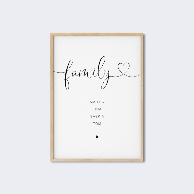 Poster Family personalisiert mit Namen für Familien Geschenk für Hochzeit, Geburt image 1