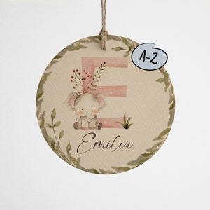 Namensschild *Tier Monogramm* aus Holz • Personalisiertes Türschild für Kinderzimmer • Babygeschenk, Geschenk zur Geburt und Taufe