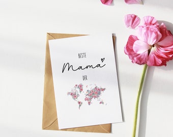 Karte "Beste Mama der Welt"  • Geschenkkarte für Muttertag und Geburtstag