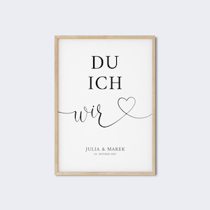 Poster "Du Ich Wir" personalisiert mit Namen u. Datum für Paare • Geschenk für Hochzeit, Valentinstag