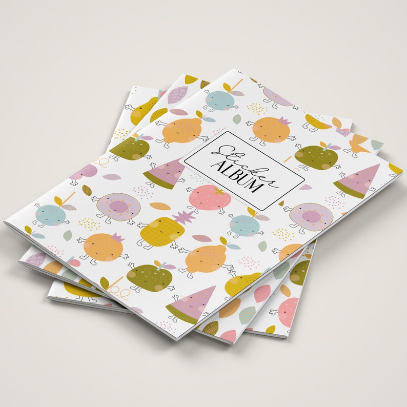 Stickeralbum Happy Fruits für Kinder A5 Aufkleberheft mit 32 Seiten zum Sticker sammeln und aufbewahren image 1