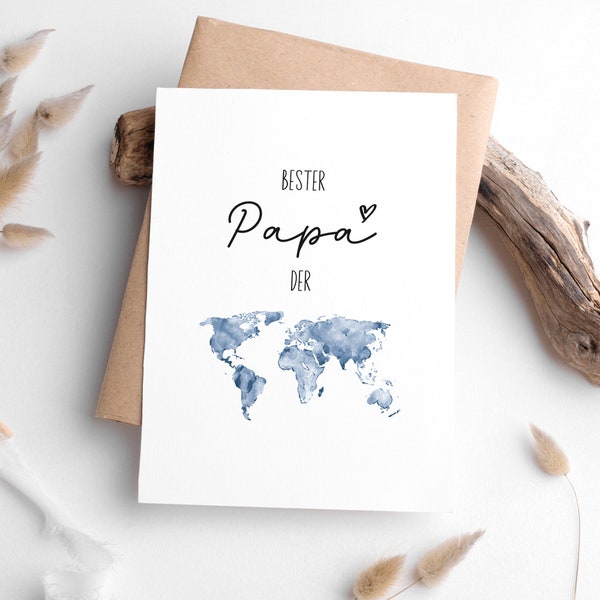 Karte "Bester Papa der Welt"  • Geschenkkarte für Vatertag und Geburtstag