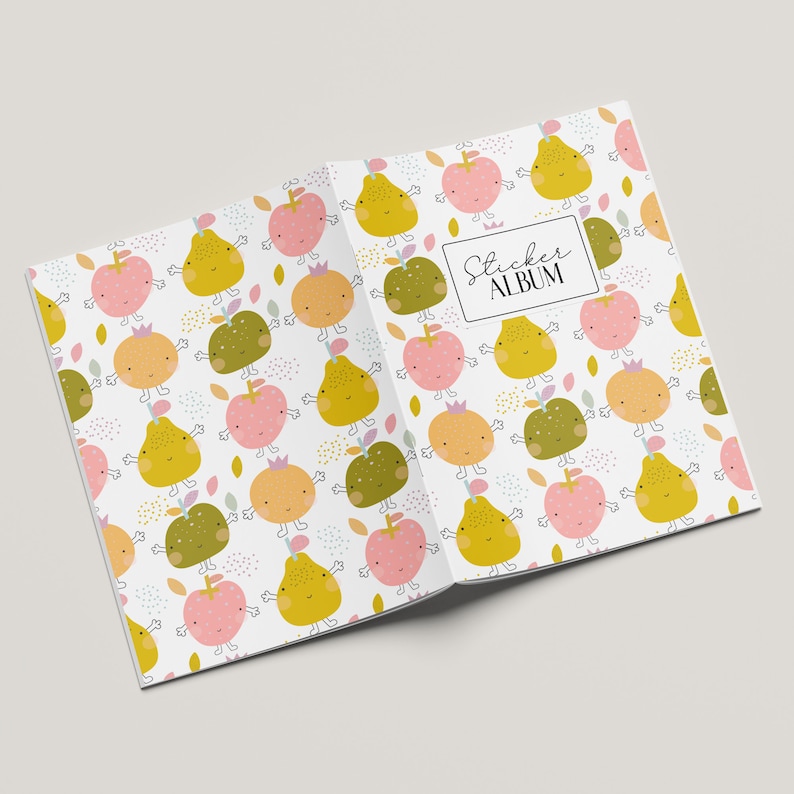 Stickeralbum Happy Fruits für Kinder A5 Aufkleberheft mit 32 Seiten zum Sticker sammeln und aufbewahren image 4