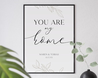 Poster "You are my home" personalisiert mit Namen und Datum für Paare • Geschenk zur Hochzeit, zum Hochzeitstag oder Valentinstag