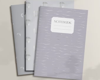 Notizheft A5 Set *Fancy Silver Abstract* • Personalisierbares Schreibheft mit 64 Seiten kariert, liniert, gepunktet oder blanko