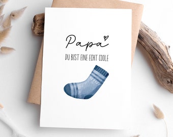 Karte "Papa, du bist eine echt coole Socke"  • Geschenkkarte für Vatertag und Geburtstag