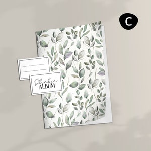 Stickeralbum Gentle Leaf einzeln oder als Set A5 Aufkleberheft mit 32 Seiten zum Sticker sammeln und aufbewahren 1 Stickerheft - C