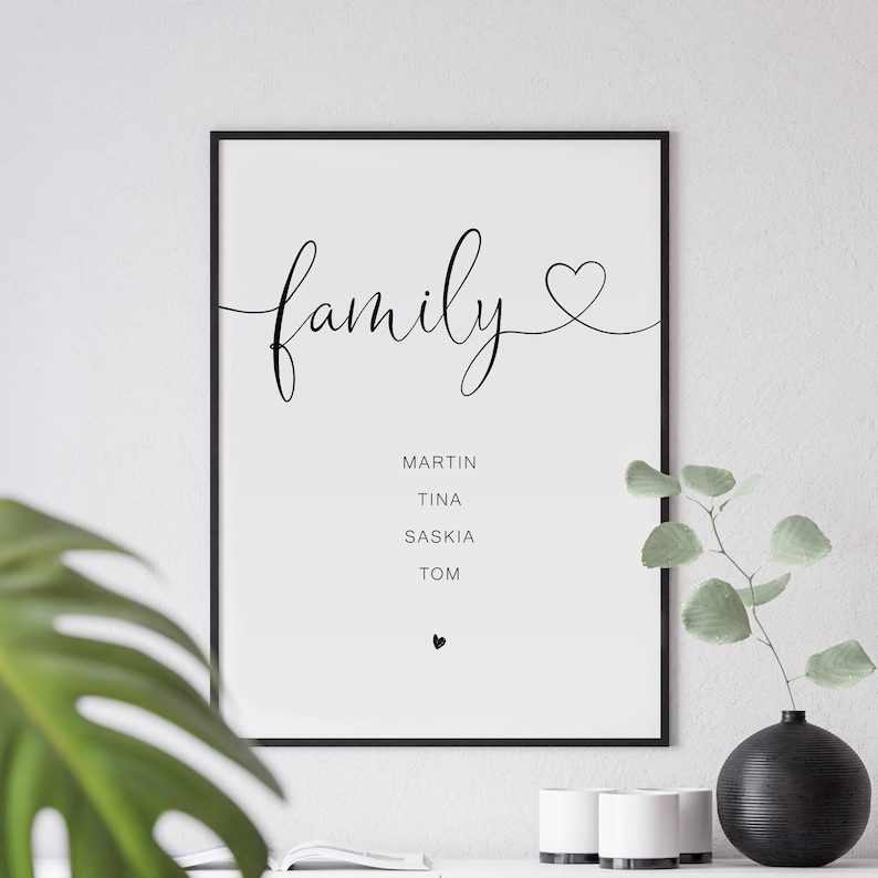 Poster Family personalisiert mit Namen für Familien Geschenk für Hochzeit, Geburt image 3
