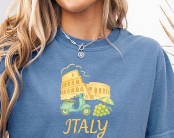 Coastal Italy Travel Shirt, Unisex Comfort Colors Tee, Gift for Friend or Lover, Mediterranean Vacation T-Shirt