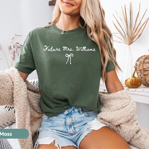 Personalized Future Mrs. Shirt | Coquette Bachelorette Party Tee | Custom Engagement Gift | Bridal Shower Fiancee Gift | Engaged Shirt