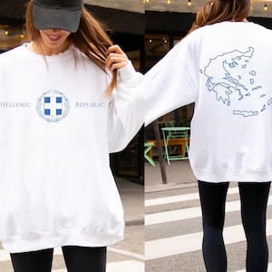Griechenland Sweatshirt | Hellenic Republik Nationales Emblem Sweatshirt | Griechenland Karten Design | Ellas Ellada Reisebekleidung | Griechischer Stolz | Griechenland