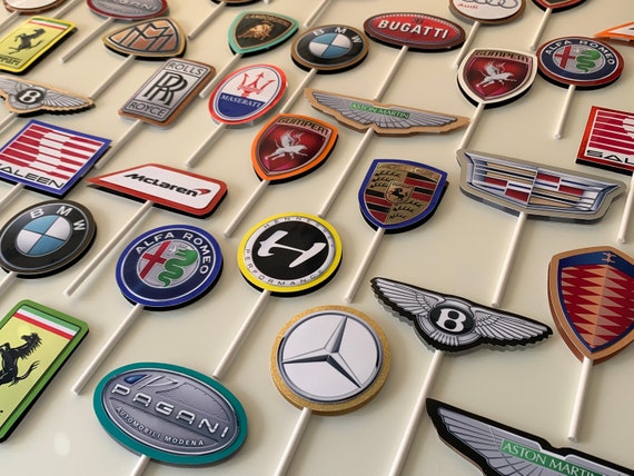 Supercar Emblems Cupcake Toppers Super Car Party Luxury Car Etsy