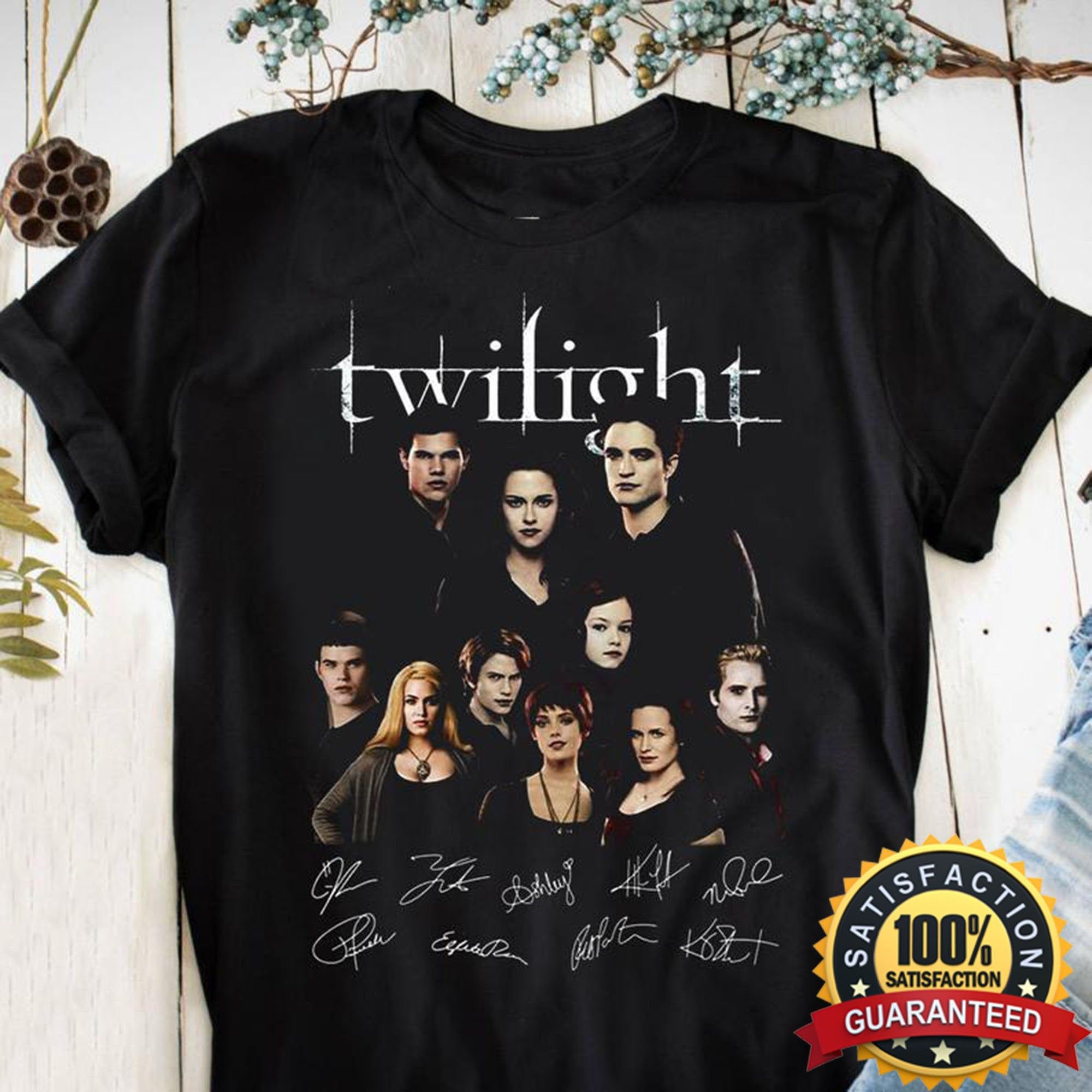 The Twilight Saga cast Full Signed Edward Cullen Bella Swan T-Shirt