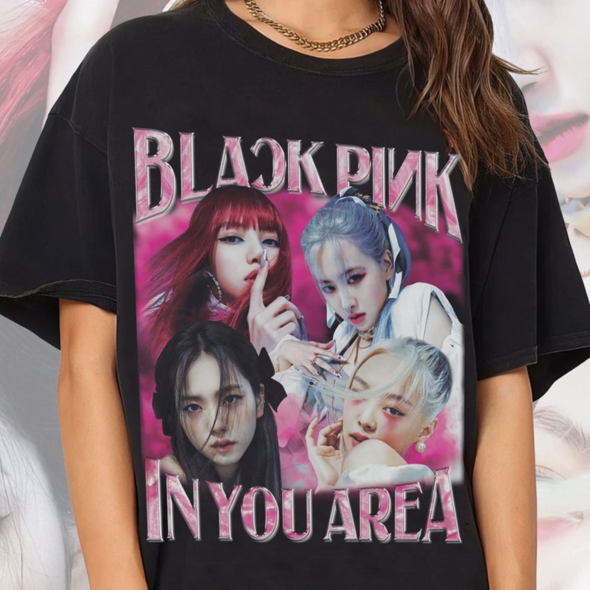 Discover Maglietta T-Shirt Blackpink Per Uomo Donna Bambini - Gruppo Kpop Jennie Lisa Rose Jisoo