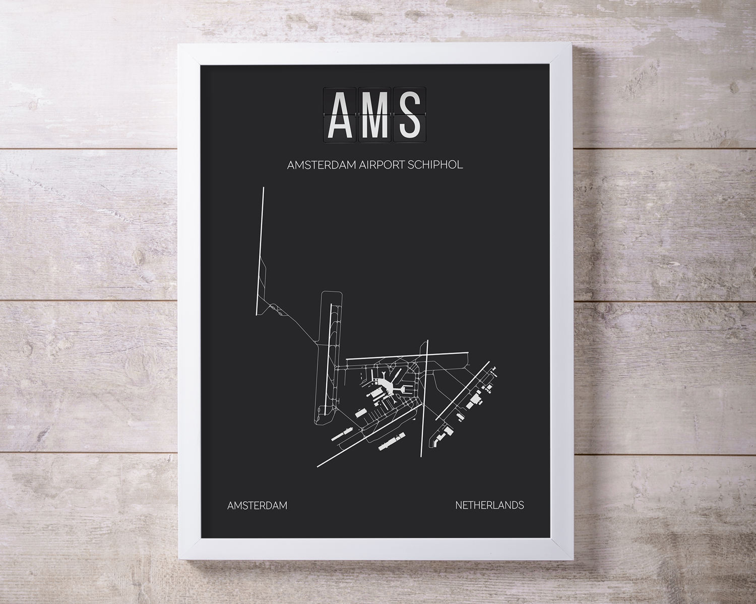 AMS Amsterdam Schiphol Airport Print Map Wall Art - Etsy