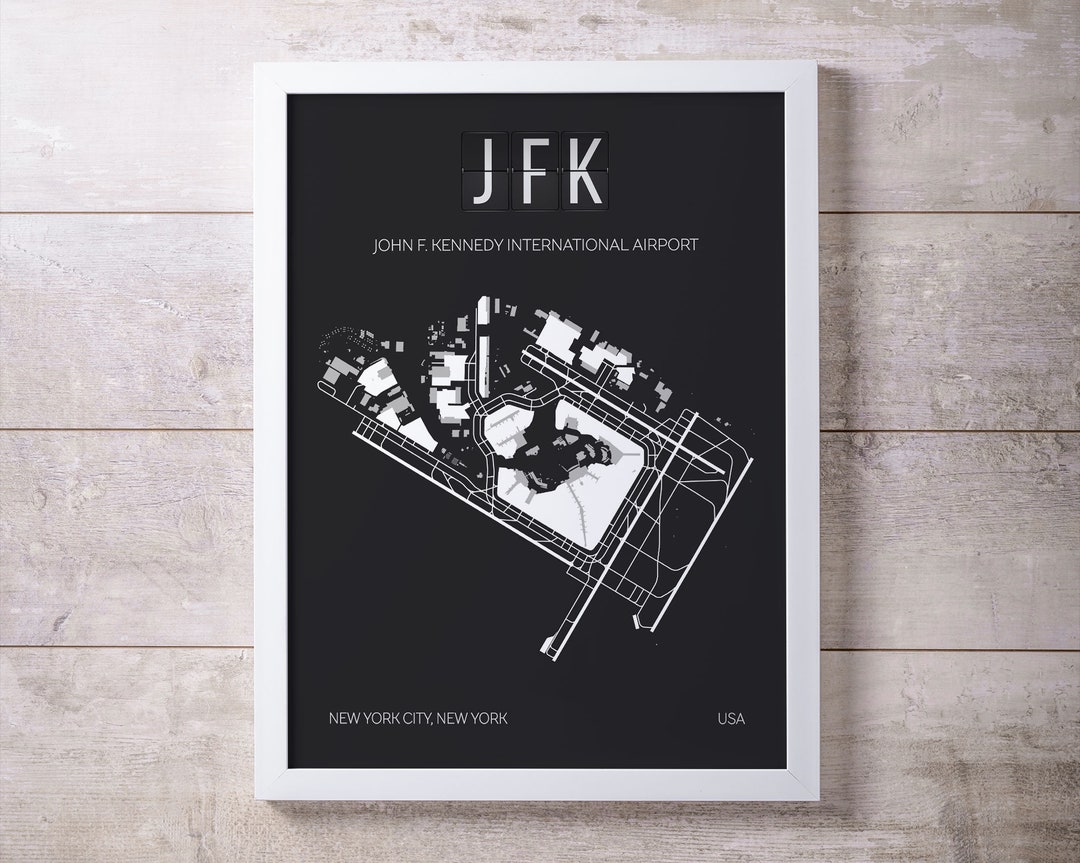 JFK John F. Kennedy New York Airport Print Map Wall Art - Etsy