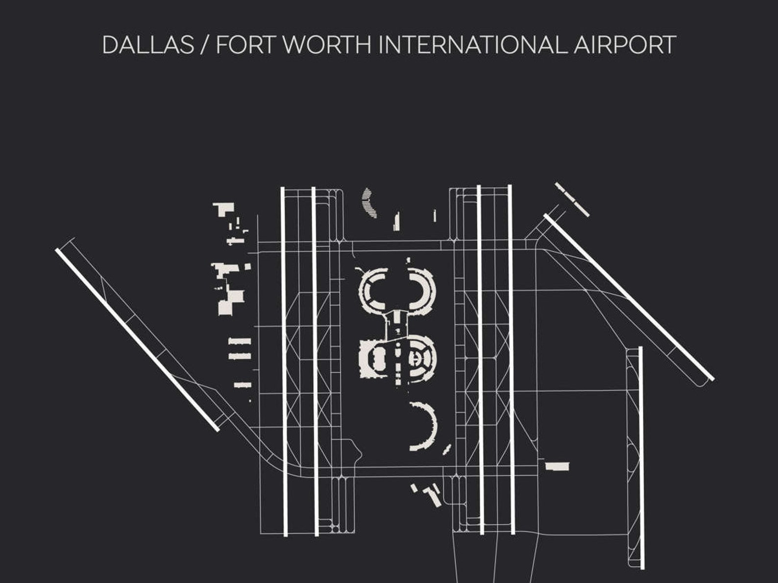 DFW Dallas Fort Worth International Airport Print Map Wall Art - Etsy