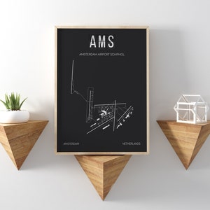 AMS Amsterdam Schiphol Airport Print Map Wall Art - Etsy
