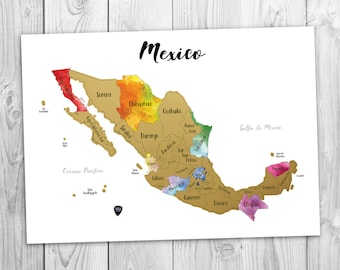 Scratch Off Mexico Map: Watercolor Travel Gift (23.5"x17")