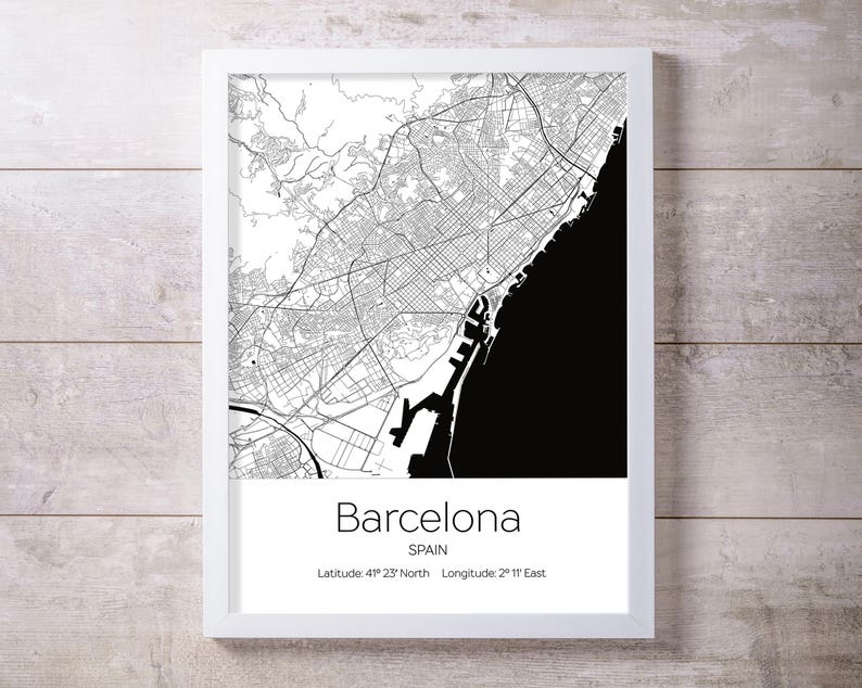 Barcelona City Map Wall Art Prints | Etsy