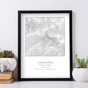 Crestone Peak, Colorado, USA Topography Elevation Print Wall Art - Etsy