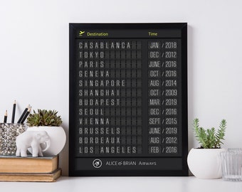 Printed Personalized  Airport Board (with Thin Letters) - Frame not included