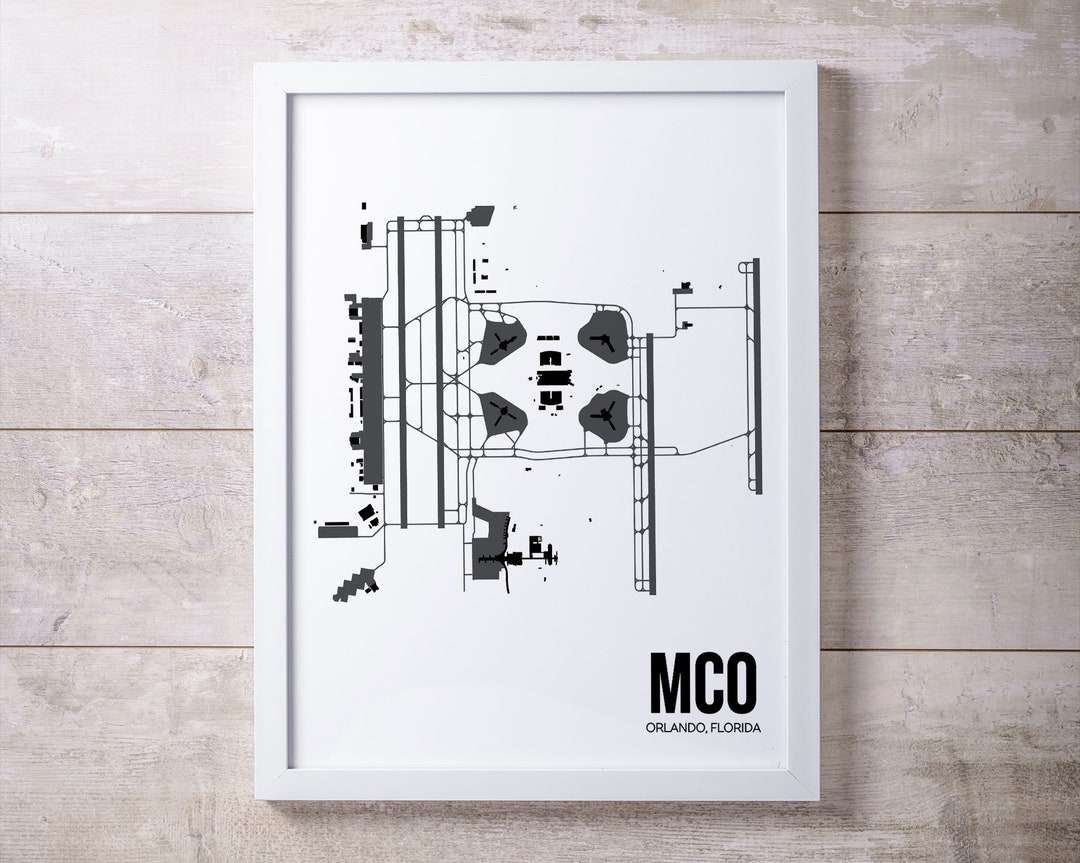 MCO Orlando International Airport Map Print, Orlando, FL, Minimalist Home Decor, Gift for ...