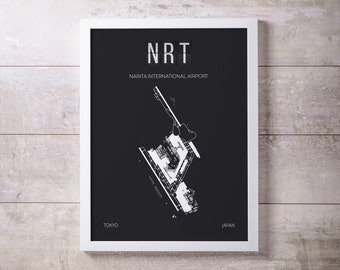 NRT Tokyo Narita Airport Map Print: Minimalist Aviation Art - Frame not included