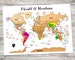 24'x18' - Scratch Off A World of Adventures Travel Map! With Gold Color Scratch-off Above Vibrant Watercolor Map. 100% Made in USA 