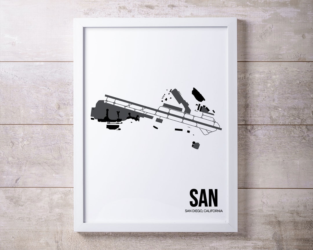 San Diego Airport Map Print: Minimalist Aviation Art - Etsy