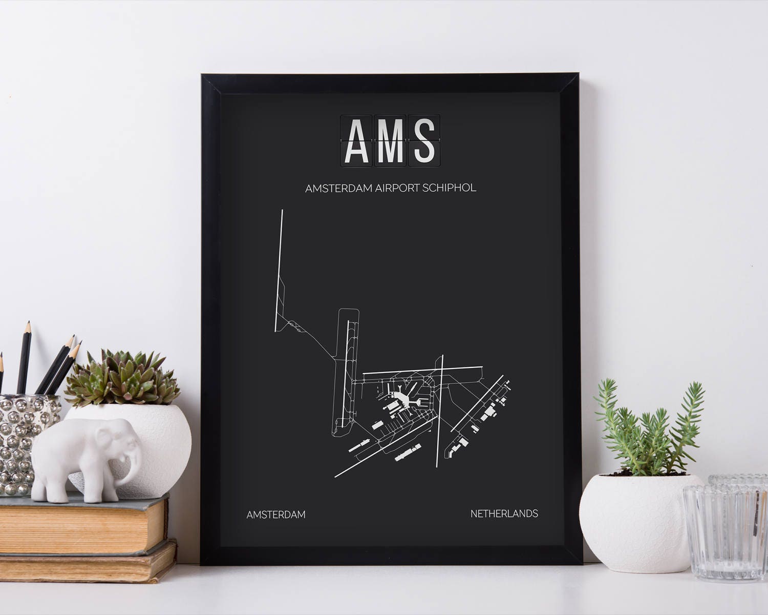 AMS Amsterdam Schiphol Airport Print Map Wall Art - Etsy