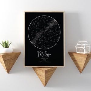 NUMÉRIQUE - Imprimez vous-même - Carte des étoiles du ciel nocturne personnalisée - Cadeau personnalisé pour lui ou elle