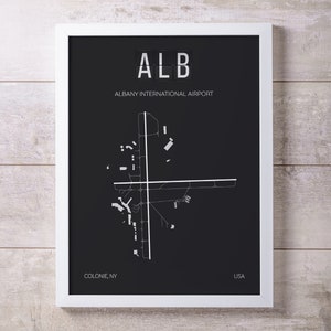 ALB Albany International Airport Print Map Wall Art