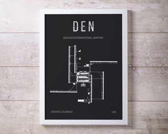 DEN Denver International Airport (DIA) Print Map Wall Art