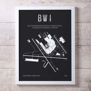 BWI Baltimore Washington International Airport Print Map Wandkunst