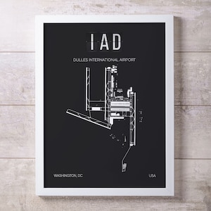 IAD Dulles Washington Airport Map Wandkunst
