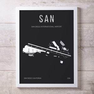 SAN San Diego International Airport Print Map Wandkunst
