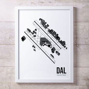 Dallas Love Field Map Art Print: Minimalist Aviation Gift