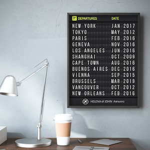 Printed Personalized Airport Flight Departure Board with Bold Letters Frame not included image 3