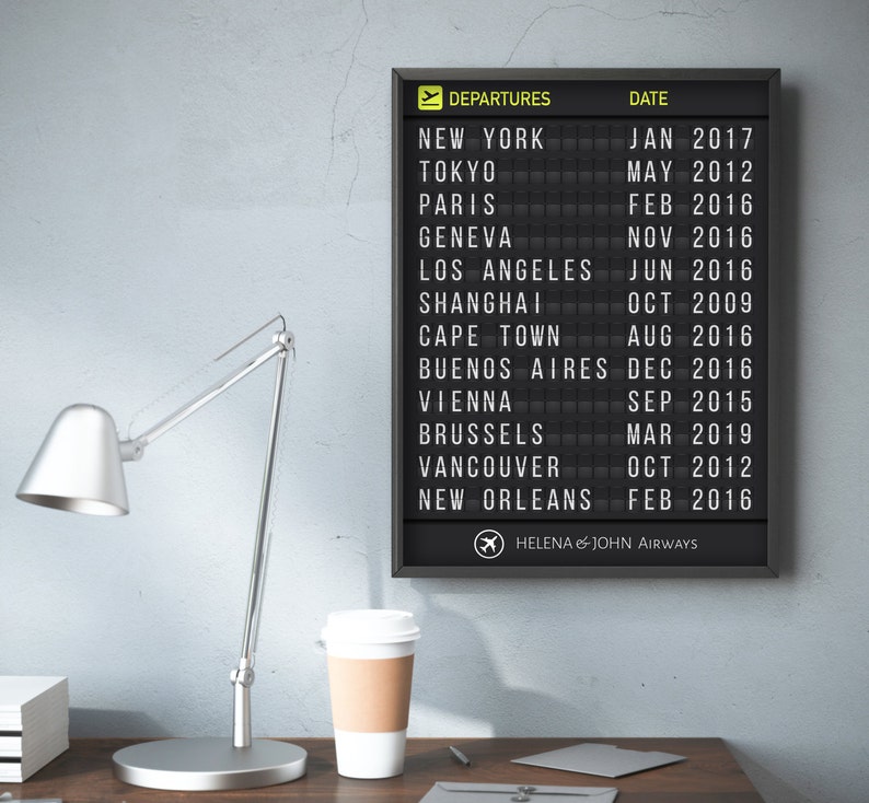 Printed Personalized Airport Flight Departure Board with Bold Letters Frame not included image 3