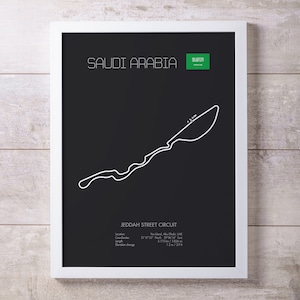 Saudi Arabia Jeddah circuit Racing Map Wall Art Print