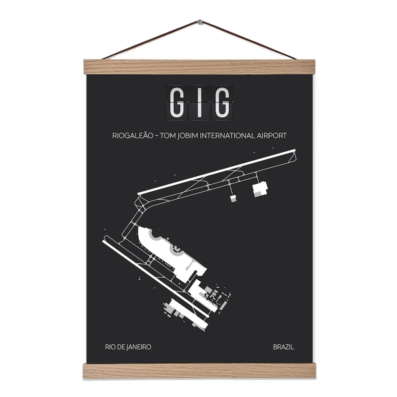 Puede incluir: Impresi&oacute;n en blanco y negro de un mapa de aeropuerto con el texto "GIG RIOGALE&Atilde;O - TOM JOBIM INTERNATIONAL AIRPORT RIO DE JANEIRO BRAZIL".