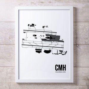 CMH Airport Map Print: Columbus, OH Minimalist Aviation Art