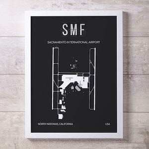 SMF Sacramento International Airport Print Map Wall Art