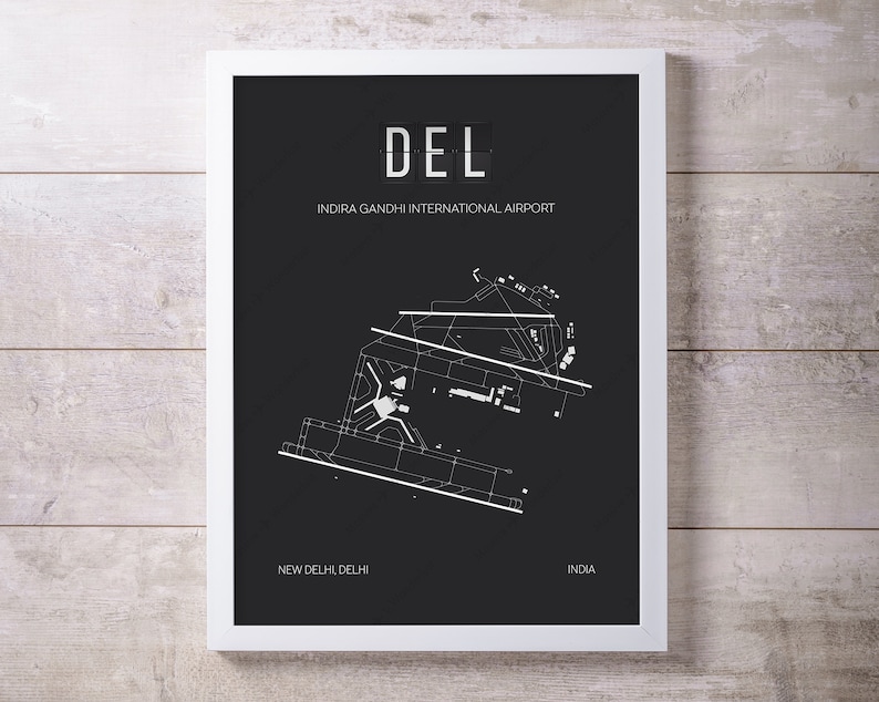 DEL Delhi Indira Gandhi International Airport Map Print image 1